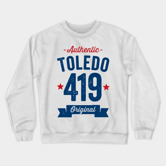 Authentic Toledo 419 Area Code Crewneck Sweatshirt by DetourShirts